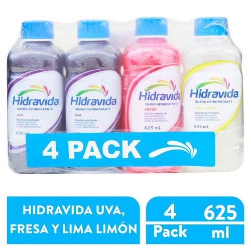 Hidravida 4Pack Uva Fresa Limon 625Mlx4U