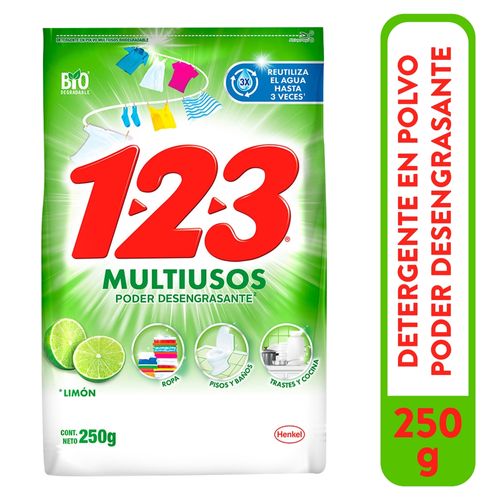 Detergente 123 Multiusos Limón en polvo - 250 g