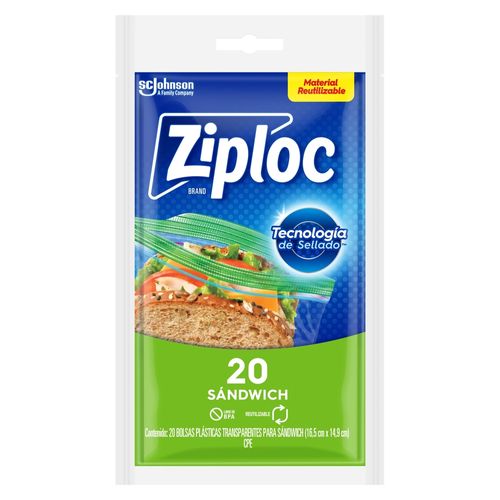 Bolsa Reutilizable Ziploc Para Sándwich - 20 Unidades