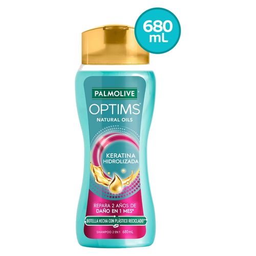 Shampoo 2 en 1 Palmolive Optims con Keratina Hidrolizada - 680 ml