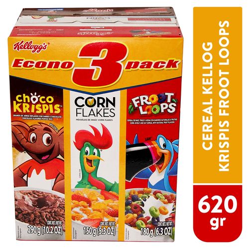 Cereal Kellogg's® Froot Loops-Corn Flakes-Choco Kripis 3 Pack - 620 g