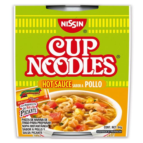 Sopa Instantanea NISSIN Hot Sauce Sabor Pollo Picante Vaso - 64gr