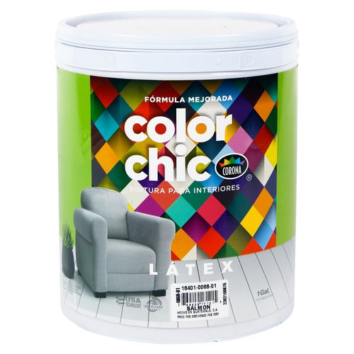 Pintura para Interiores Latex Color Chic Corona Color Salmón Fórmula Mejorada - 1 galón