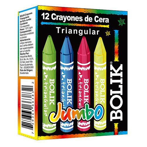 Crayones Bolik de cera triangular jumbo  - 12 Uds