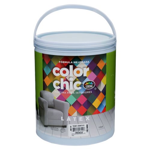 Pintura Latex Color Chic, Para Interiones Fórmula Mejorada Color Menta - 1 Galón