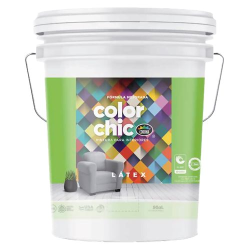 Pintura Latex Color Chic, Fórmula Mejorada Color Blanco Hueso Tamaño Cubeta- 5 Galónes