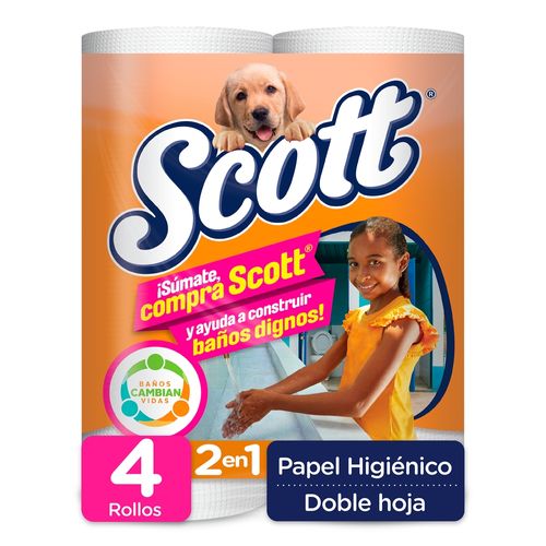 Papel Higiénico Scott 2en1 Junior Doble Hoja - 4 rollos