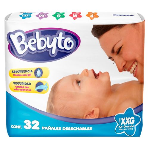 Pañales Desechables Marca Bebyto Talla 6 Xxg - 32 Unidades