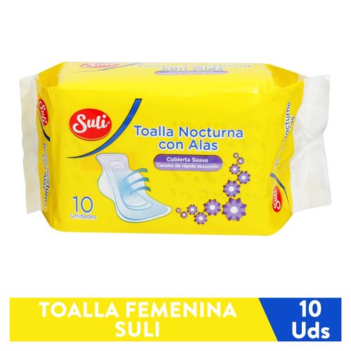 Toallas Femeninas Nocturna Marca Suli -10 Unidades