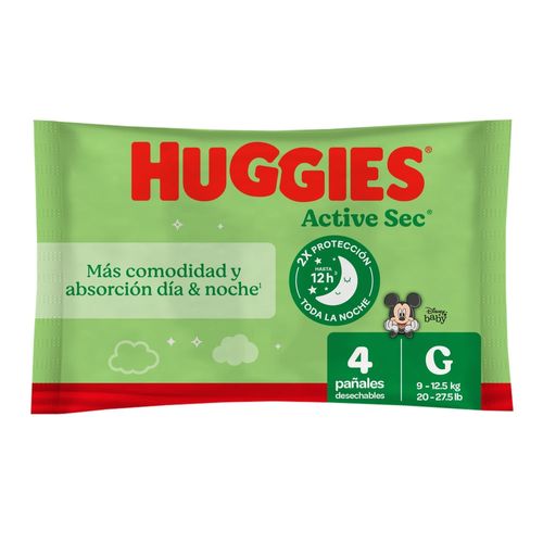 Pañales Huggies Active Sec, Etapa 3/G -4uds