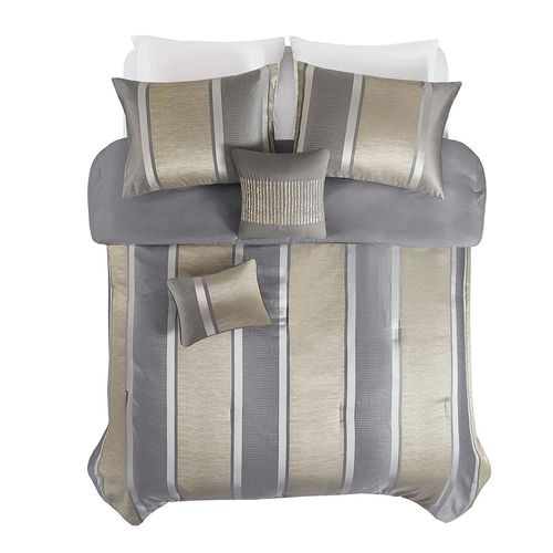 Edredón Queen/Full Hotel Style, color gris  -5 pzas