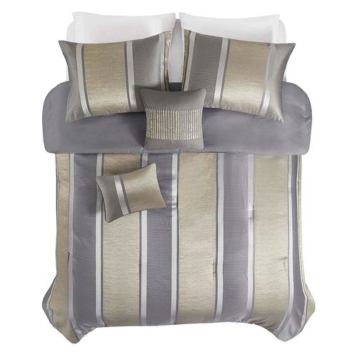 Edredón King, Hotel Style, color gris  -5 pzas