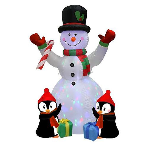 Inflable Holiday Time Muñeco de nieve y pingüinos -183 cm