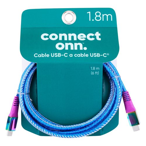 Onn Cable 6 Usb C To Usb C Neon Blu