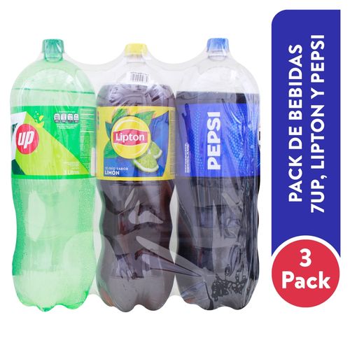 Bebida Gaseosa 3 Pack:  Pepsi Y Seven Up de - 3L, Te Lipton - 2.5L