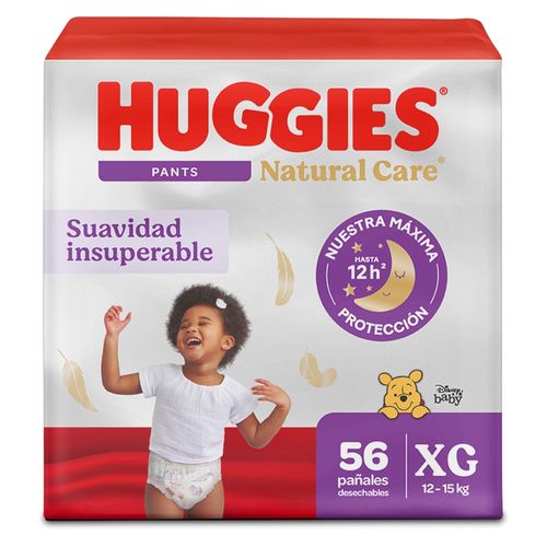 Pañales Huggies Natural Care Pants Etapa 4/XG Hipoalergénico, 12-15kg - 56Uds