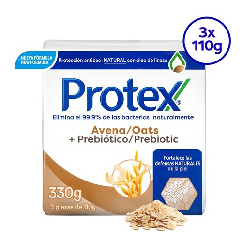 Jabón de Tocador Protex Antibacterial avena, 3 Pack -110 g