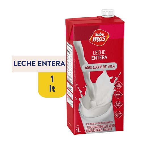 Leche Ultrapasteurizada Entera Sabemas 3.5% Grasa - 1000 ml