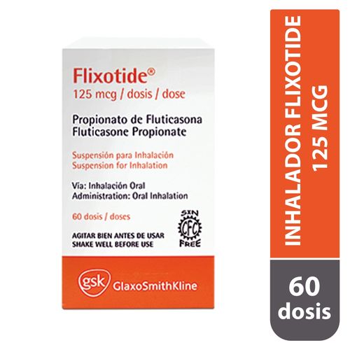 Inhalador Oral Glaxosmithkline Flixotide -60 dosis-Precio indicado por corticosteroidesxx