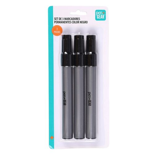 Marcadores Pen + Gear permanentes negros - 3 Pzas