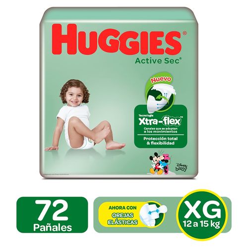 Pañales Huggies Active Sec Etapa 4/XG 72U