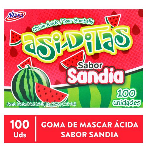 Chicle Asiditas Sandia 100 Ud 225 Gr