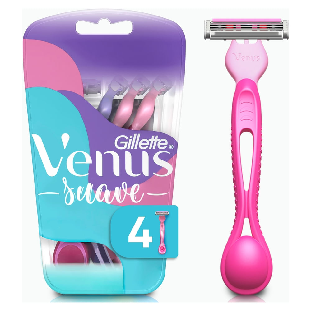 Rasuradora para Mujer Gillette Venus Suave con Aloe y 3 Hojas 4 Uds