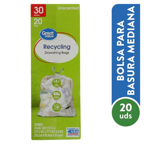 Bolsa Para Basura Marca Great Value Mediana - 20 Unidades