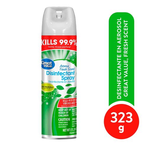 Desinfectante en aerosol Great Value neutralizador de olor aroma fresh scent - 323 g