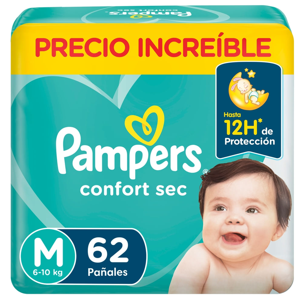 Imagen de Pañales Pampers Confort Sec Talla M - 62 uds