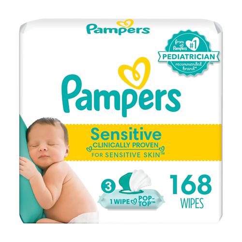 Toallitas Húmedas Pampers Sensitive, Sin Perfume 2 Pack - 168Uds