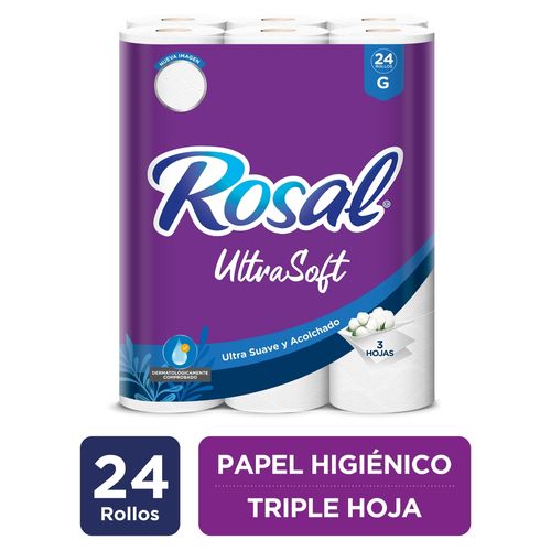 Papel Higiénico Rosal Morado, Triple Hoja- 24 Rollos