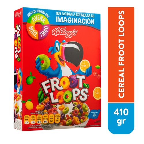 Cereal Kellogg's® Froot Loops® Sabor Original - Aritos de Maíz, Trigro y Avena con Sabor a Frutas - 1 Caja de 410 g