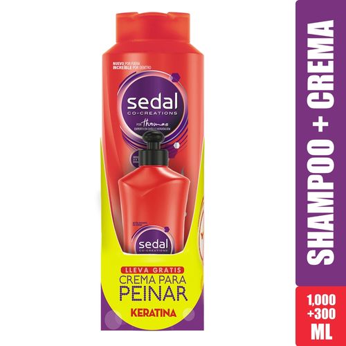 Shampoo Sedal Keratina 1000ml + Crema Para Peinar+C392 300ml