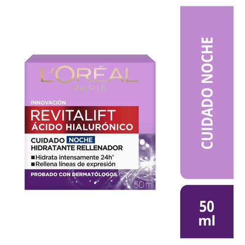 Crema L'Oréal París Noche Hidratante Revitalift Acido Hialuronico  - 50 ml