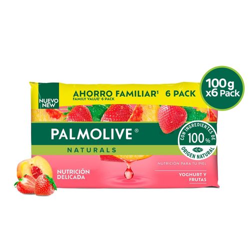 Jabón de Tocador Palmolive Naturals Nutrición Delicada Yoghurt y Frutas 6 pack - 100 g