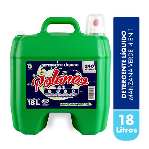 Detergente Concentrado Polanco Ropa Blanca Y De Color Manzana Verde - 18lt