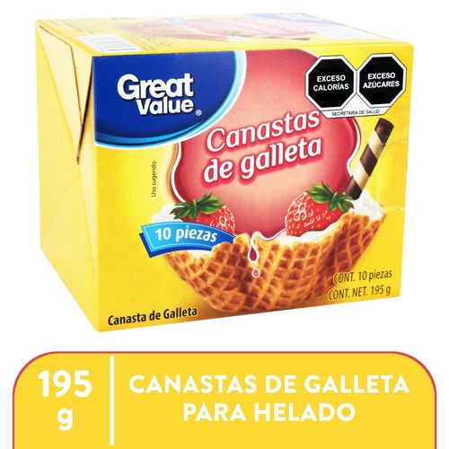 Canasta Great Value de galleta para helado - 195 g