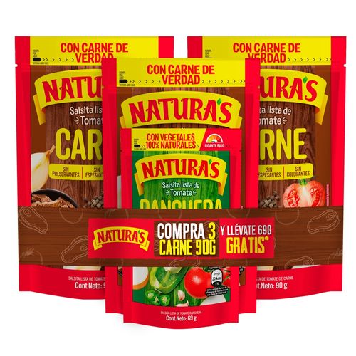 Salsas Natura's carne más Ranchera 3 pack