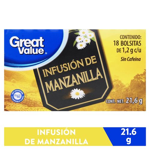 Té manzanilla Great Value 18 sobres - 21.6 g