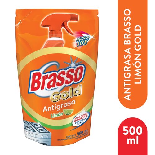 Limpiador Antigrasa Brasso Gold Limón Doypack - 500ml