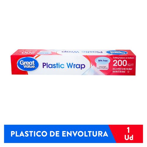 Rollo Plástico Para Envolver Alimentos Marca Great Value - 200Pies Unidad