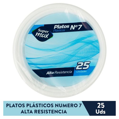 Plato Desechable Marca Supermax N7 Blanco - 25 Unidades