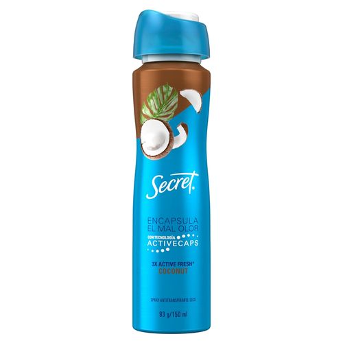 Spray Antitranspirante Secret Coconut Seco 93 g - 150 ml