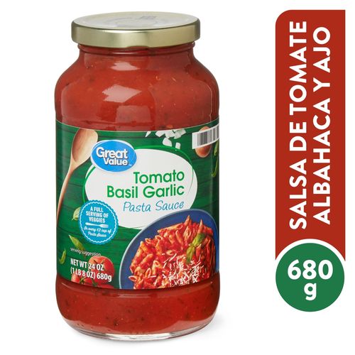 Salsa Great Value tomate albahaca y ajo - 680 g