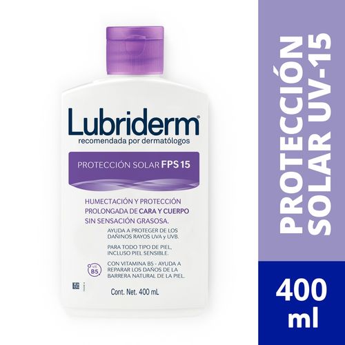 Crema Corporal Lubriderm Fps 15, Humectación Y Protección Cara Y Cuerpo - 400ml