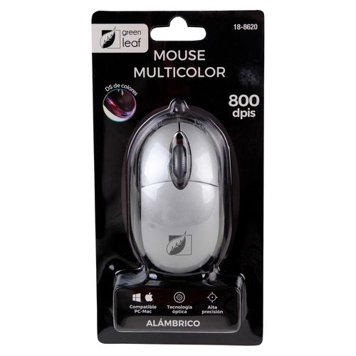 Mouse Green Leaf Alambrico Plateado