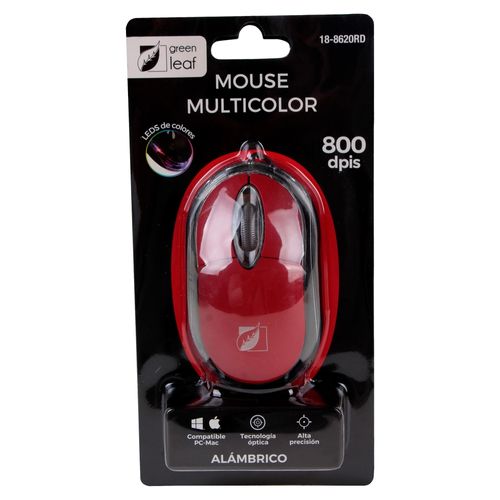 Mouse Green Leaf Alambrico Rojo