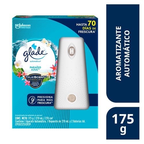 Aromatizante Automático Glade, en Aerosol Paraíso Azul -175g