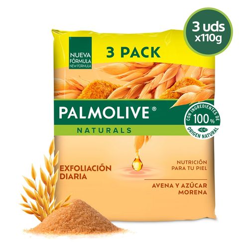 Jabón Palmolive naturals avena y azúcar morena 3 pack - 300 g